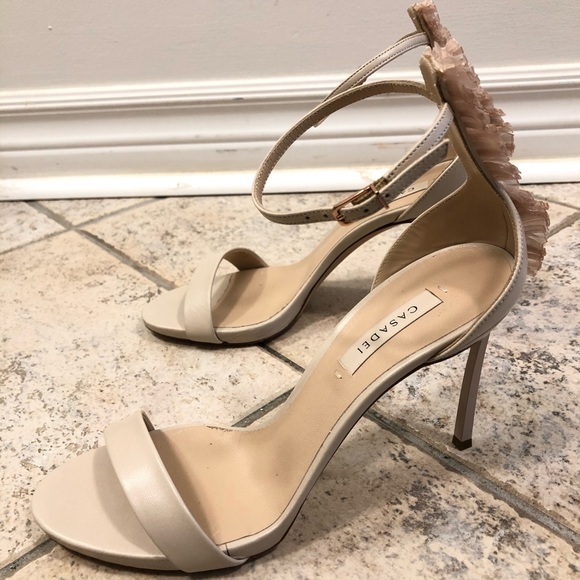 CASADEI Beige Nude Cappa Blade Open-toe Ankle Strap Sandal Heels 7.5 37.5 - Picture 4 of 6